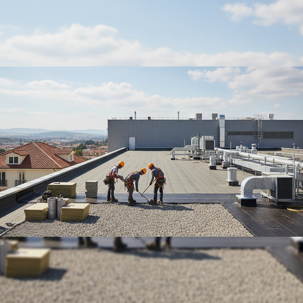 commercial flat roof with HVAC equipment on business building in Dayton Ohio