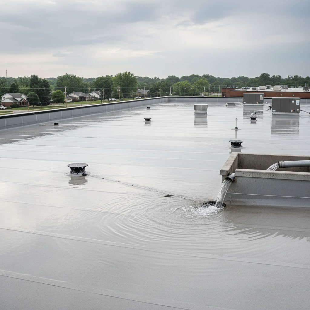 TPO roof drain inspection and cleaning for annual maintenance