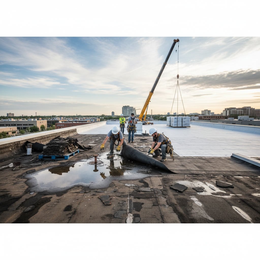 Commercial flat roof on business building in Dayton Ohio